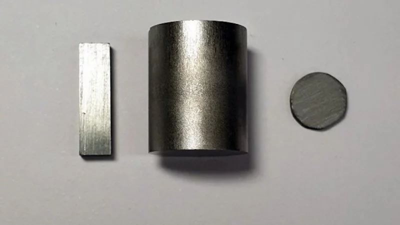 Samples of purified polycrystalline tin selenide, which new research has shown makes an excellent thermoelectric material