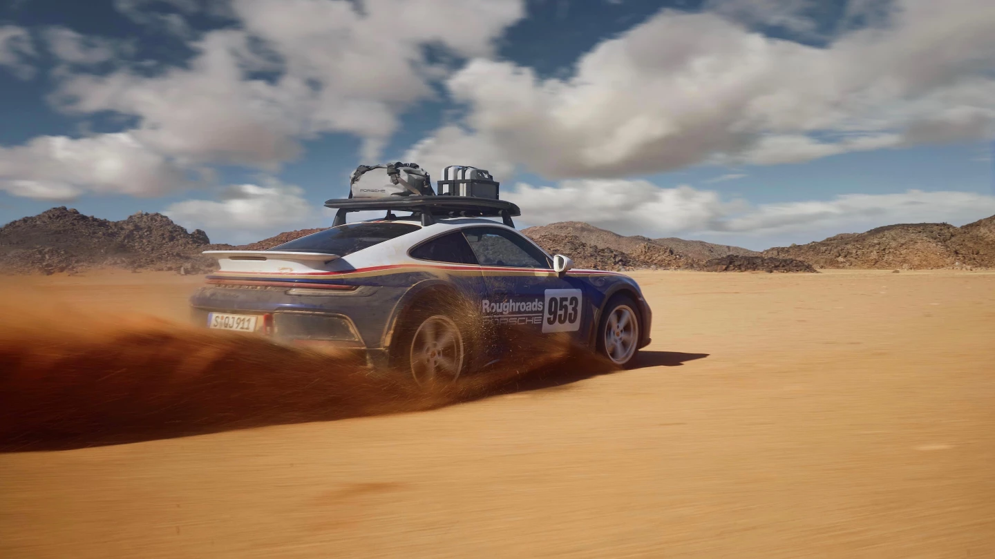 The included Rallye Launch Control system helps the Dakar accelerate like a 911 even in sand and dust