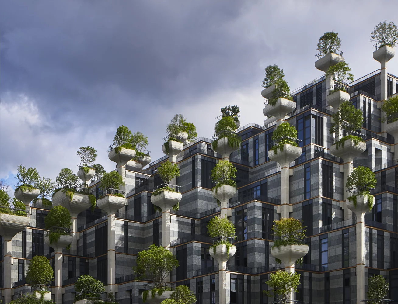 1000 Trees has been in the works since 2011 and its first phase is due to open sometime in 2020. The project spans 300,000 sq m (roughly 3.2 million sq ft) and is located on a 15 acre (6 hectare) site near a public park and Shanghai's arts district