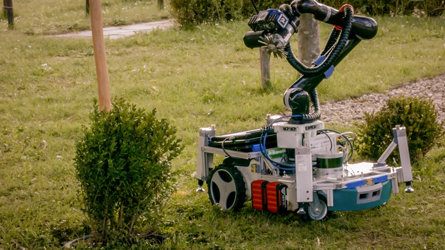 Trimbot pottering about the garden
