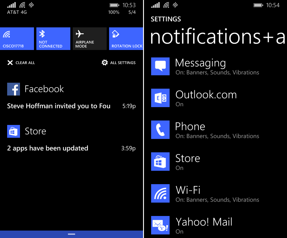 You can control which notifications appear in Action Center
