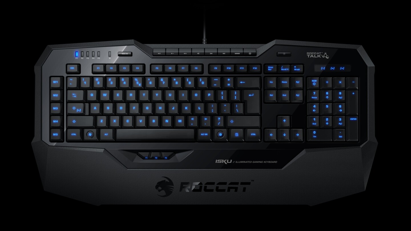 The new ROCCAT Isku Illuminated Gaming Keyboard with back-illuminated keys for ease of use in low lighting (or in the dark) gaming