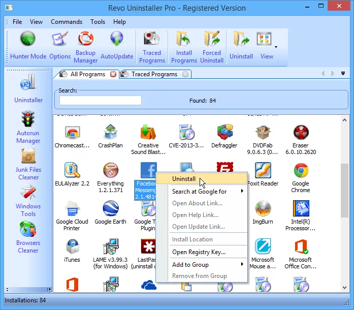 Revo Uninstaller completely removes programs on Windows