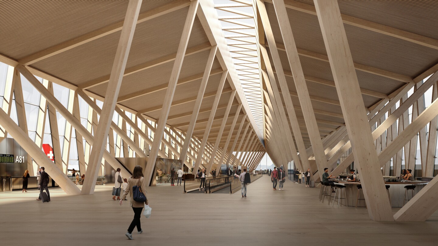 Zurich Airport - Dock A will be primarily constructed from timber