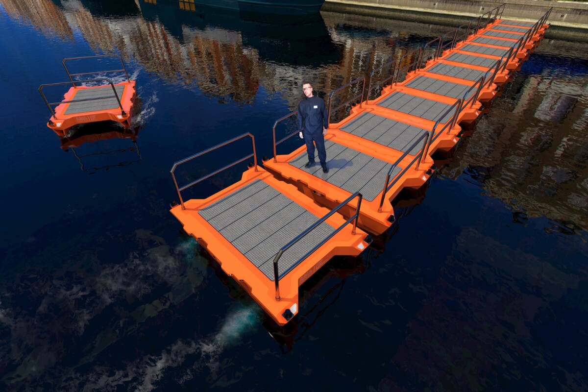 Portable infrastructure refers to temporary structures like bridges or platforms to extend the shoreline