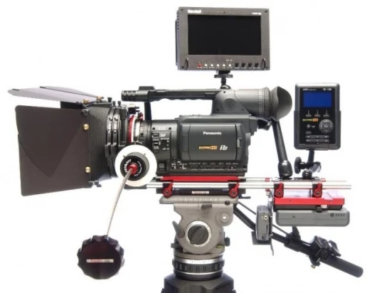 Panasonic's AG-HVX200 digital video camera, with Zacuto accessories.