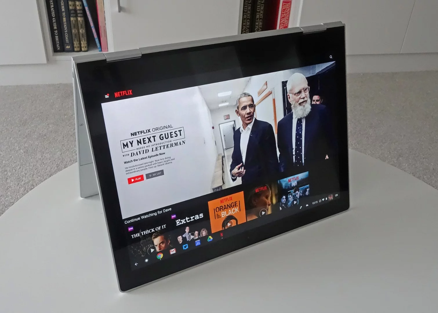 Pop the Pixelbook up into tent mode for a bit of Netflix watching