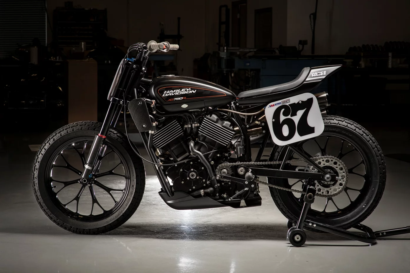 Sporting a completely different frame geometry than the production model, the Harley-Davidson XG750R is a race-only flat tracker