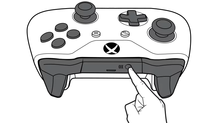 The pair button on an Xbox One S controller