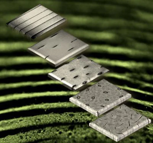 The process can dynamically switch the texture of plastics between patterns ranging from dots, segments, lines to circles