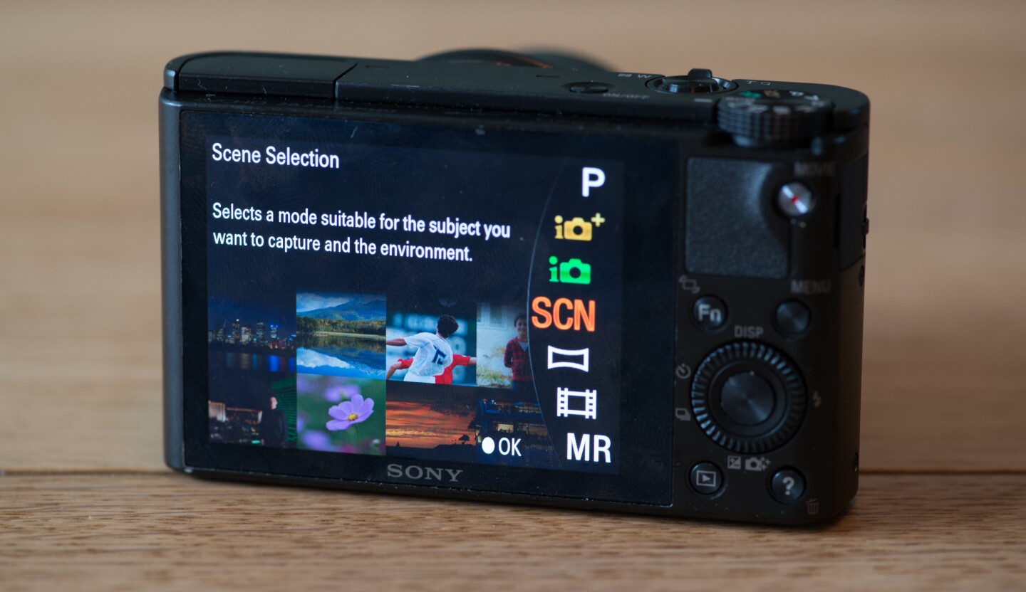 The scene mode on the Sony does a good job of ensuring users have the right settings for most situations