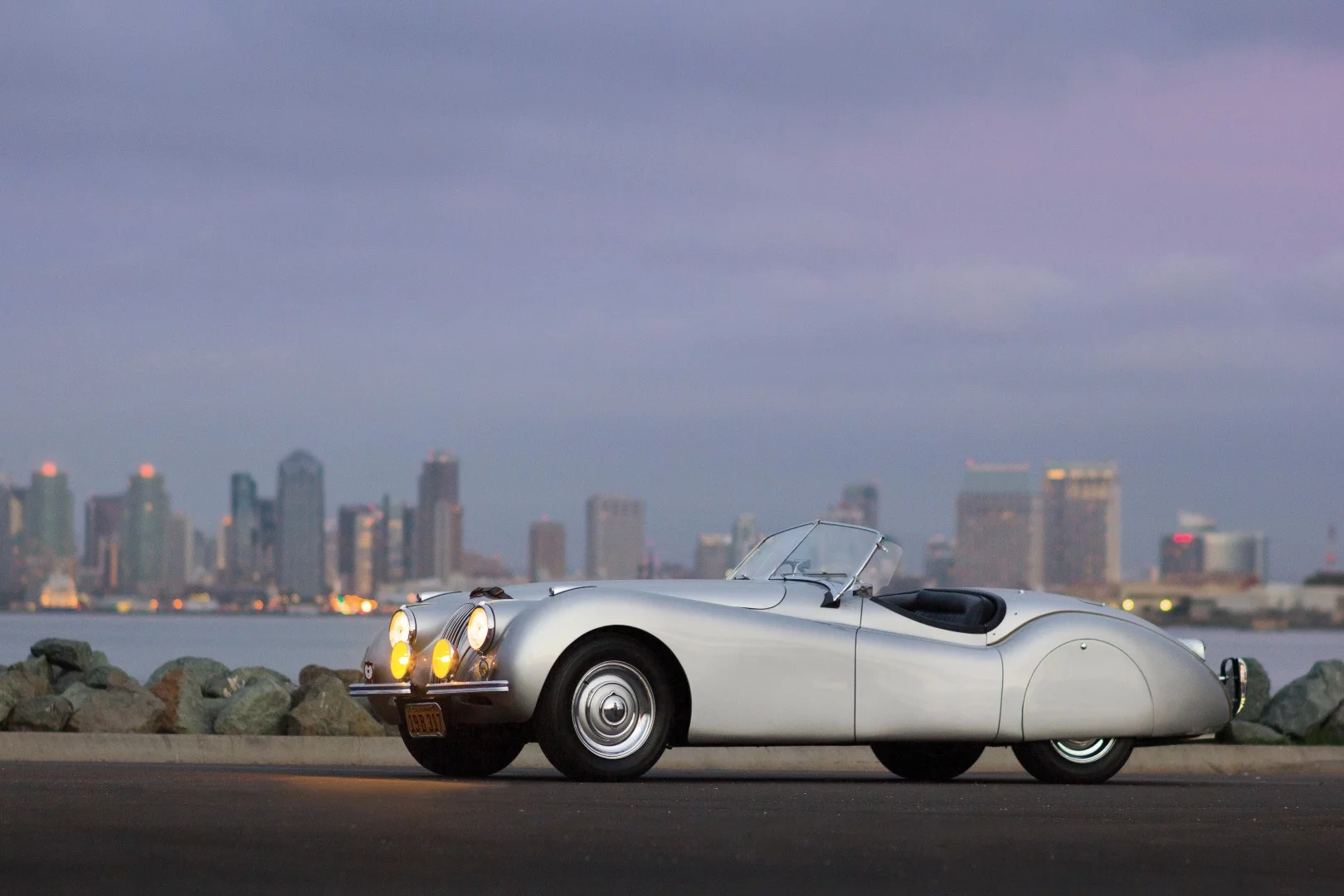 The XK120 has smooth, rounded edges like all good classic British cars