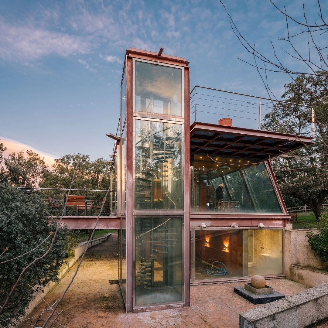 The Hidden Pavilion has a weathered steel structure