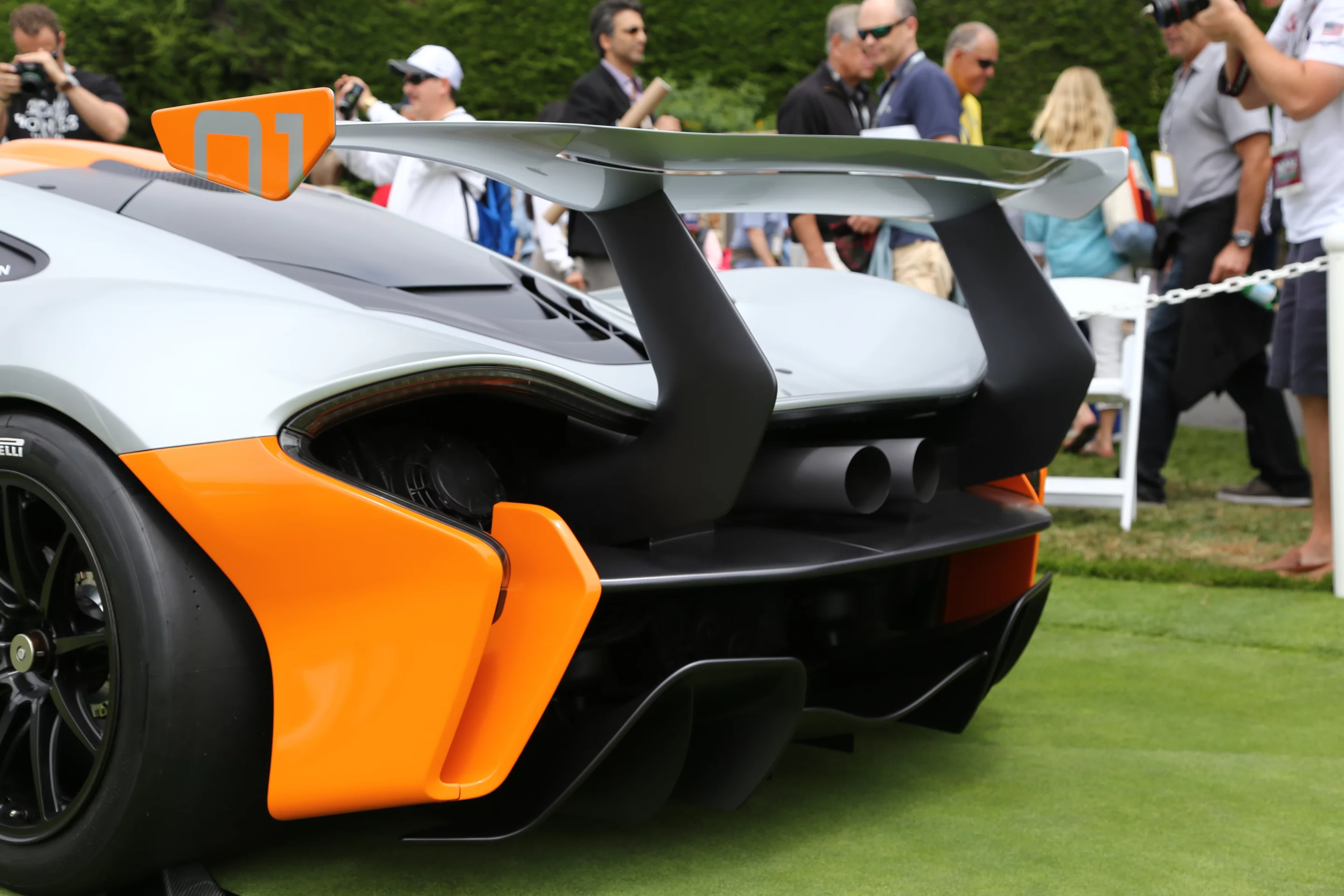 The McLaren GTR sports a monster fixed wing that's bolted into the back of the car behind the twin-turbo V8 (Photo: Angus MacKenzie/Gizmag.com)