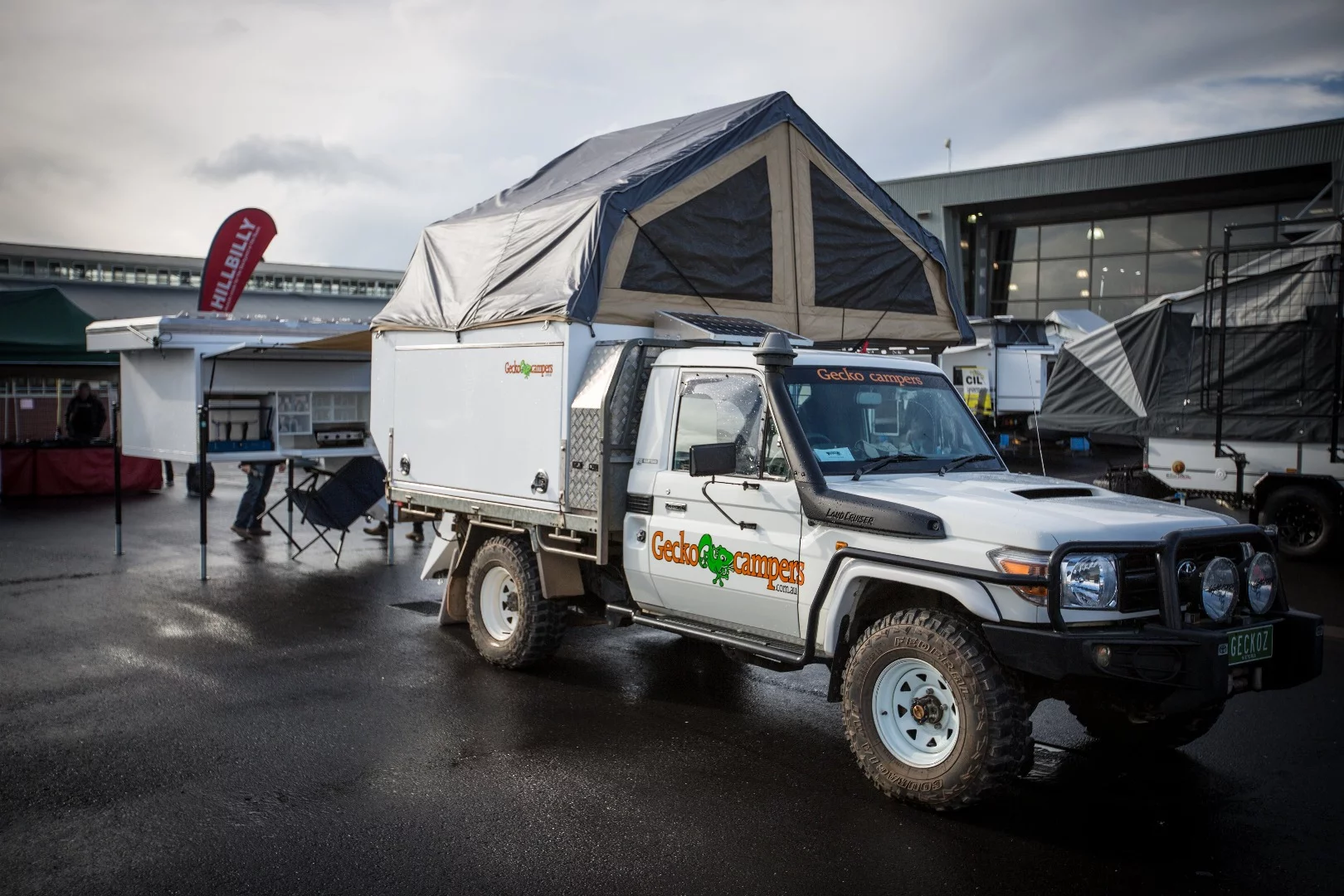 Gecko Campers shows truck-mounted and standalone flavors at the Australian 4x4 Outdoors Expo