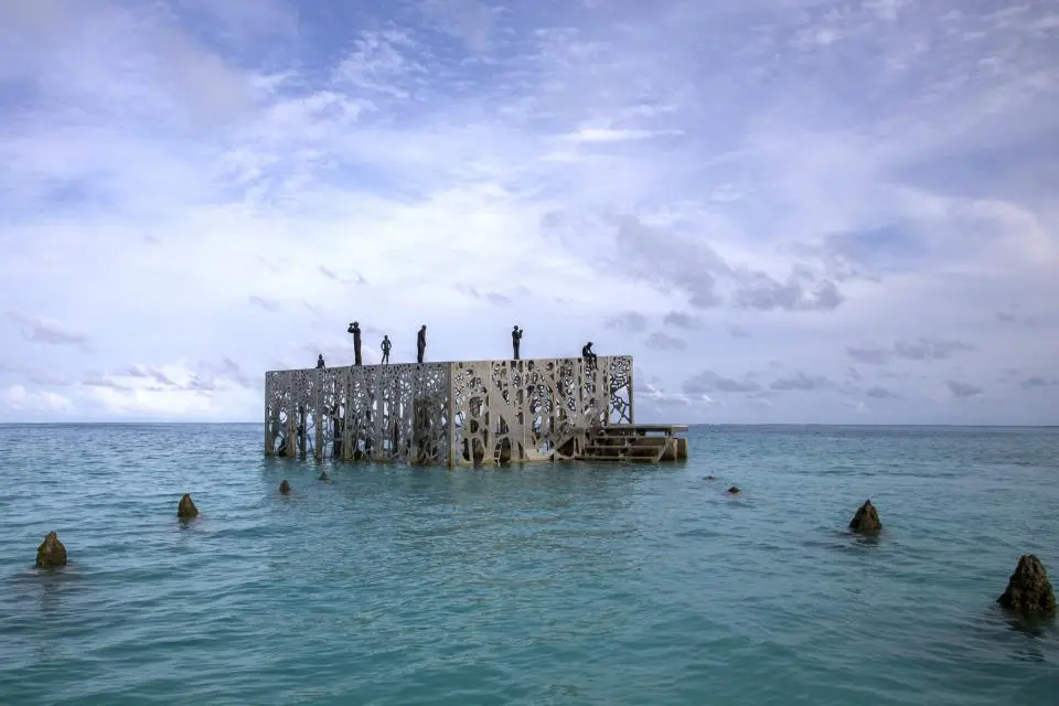 The installation is around 500 feet off the beach
