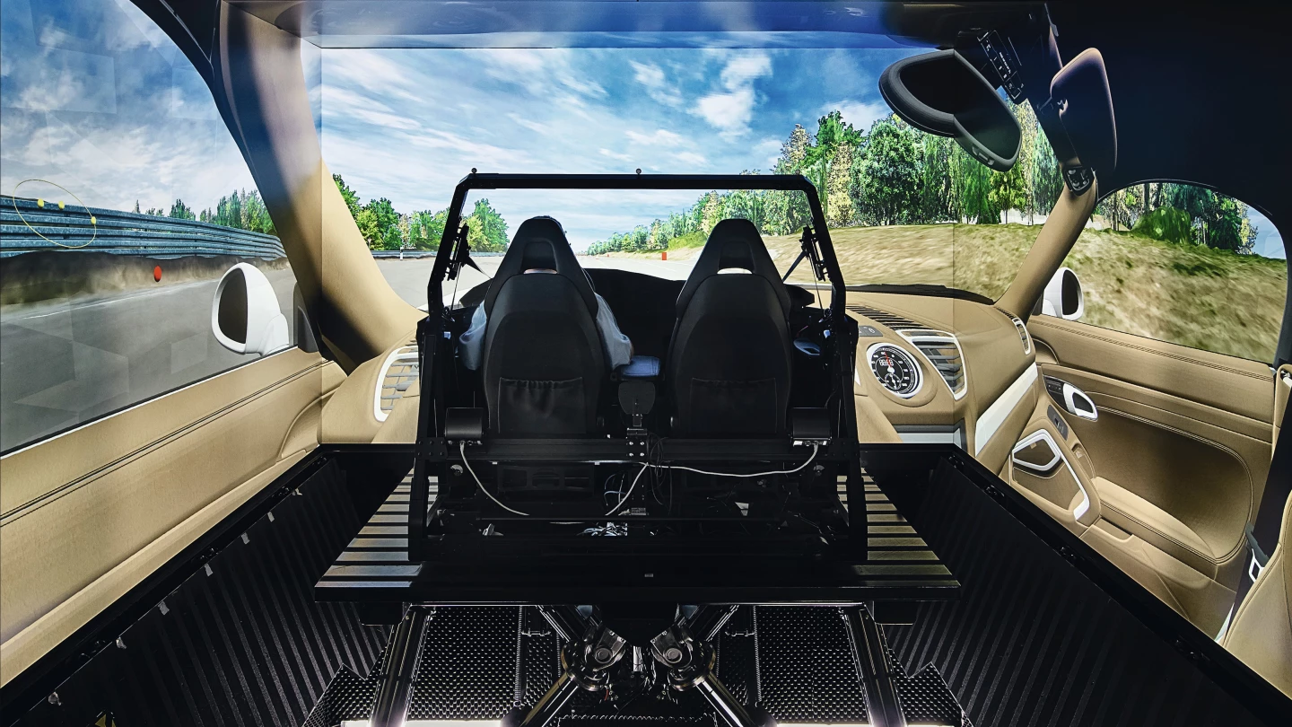 Porsche uses a mock cockpit known as a seat box to mimic the driver's environment, as it continues development of its electric Macan