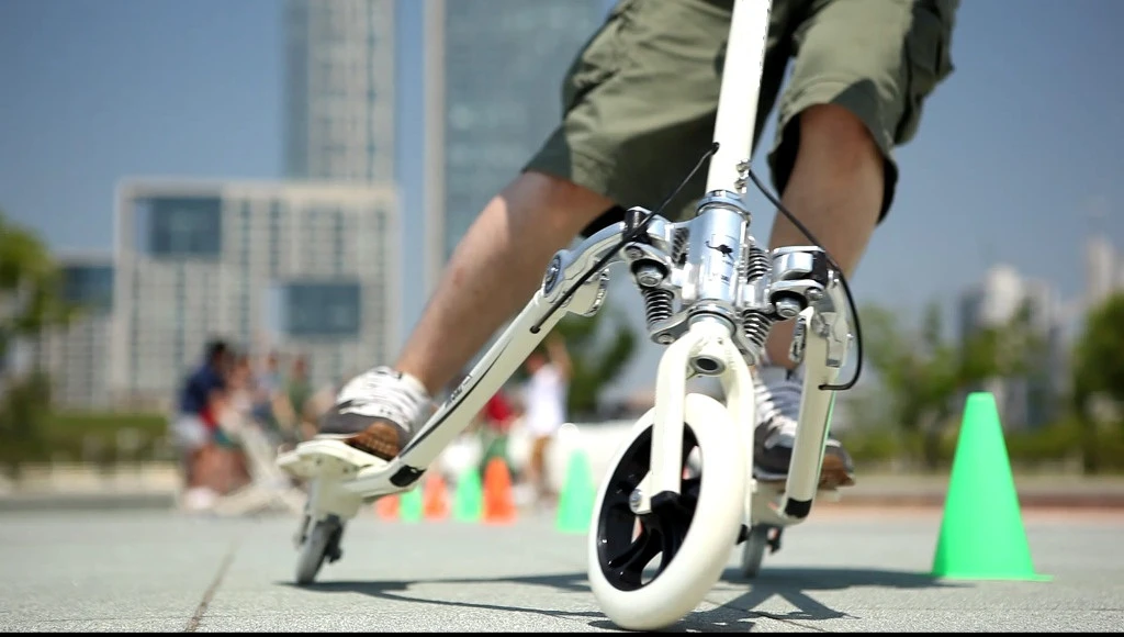 The SkiMotion scooter gets both upper and lower body muscles involved