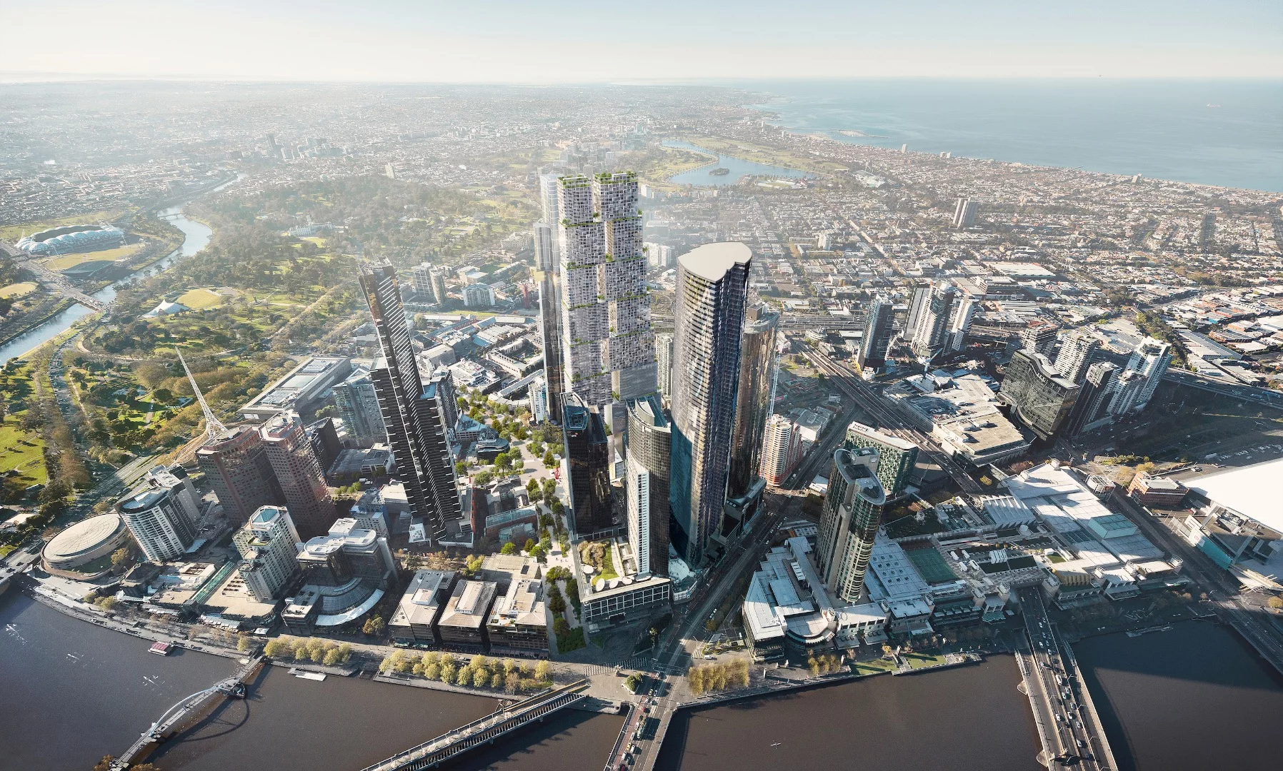 The Lanescraper is designed by Bjarke Ingels Group and Fender Katsalidis Architects