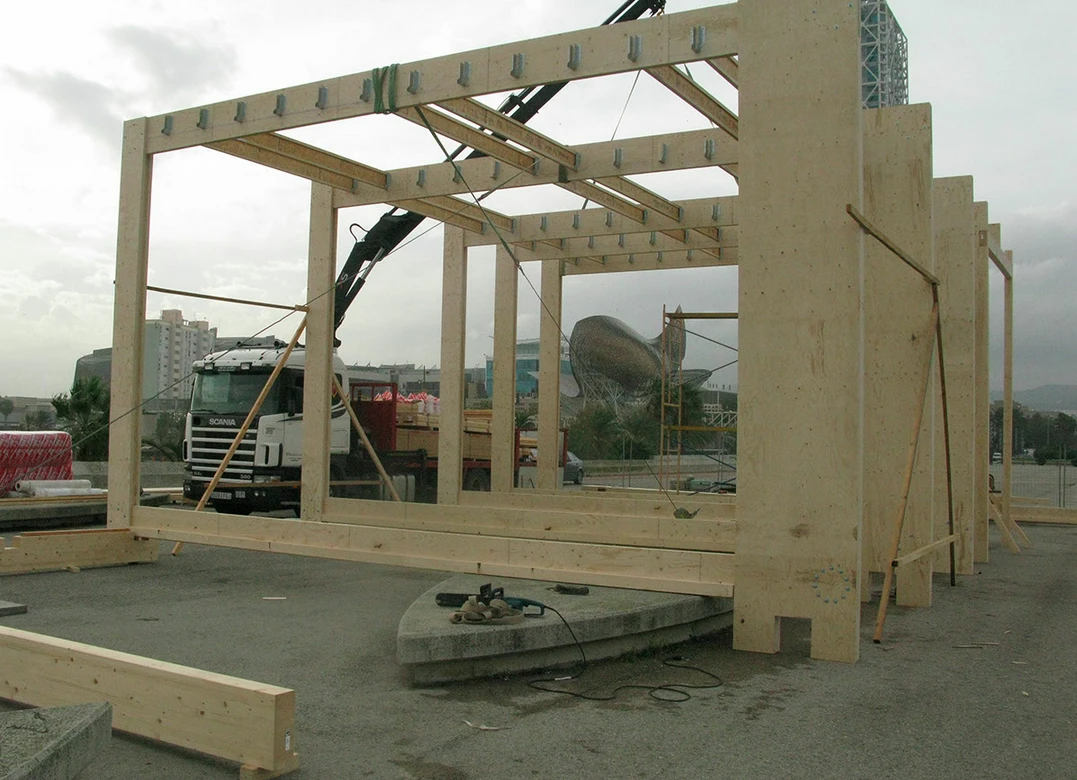 A computer numerical control (CNC) wood router was used to fabricated pieces from the buildings CAD design data in a process similar to 3D printing