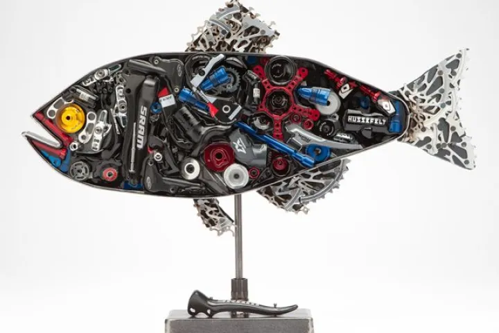 "SRAM NOT SWAM" by Kendall Polster is one of the works up for auction in the SRAM pART PROJECT