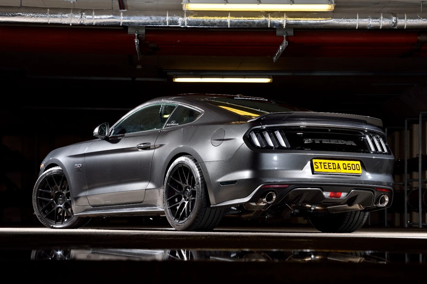 The standard 5.0-liter Mustang has 410-hp and 390 lb-ft of torque – thanks to a cold-air intake, revised engine mapping and a performance exhaust, the Q500 ups that to 480-hp and 485 lb-ft of torque