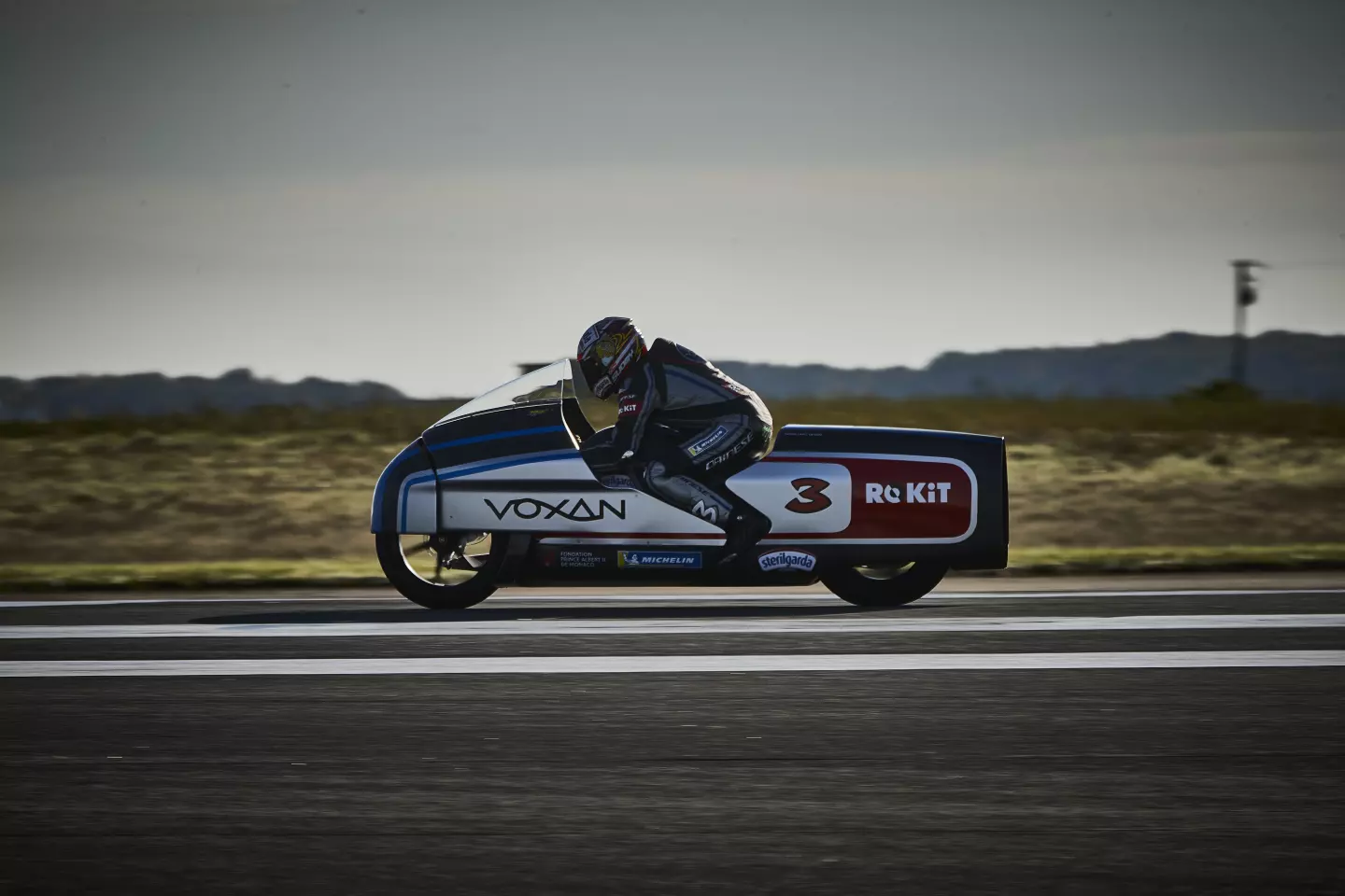 The partially streamlined bike broke through the 400-km/h (250-mph) mark on the way to one of its records