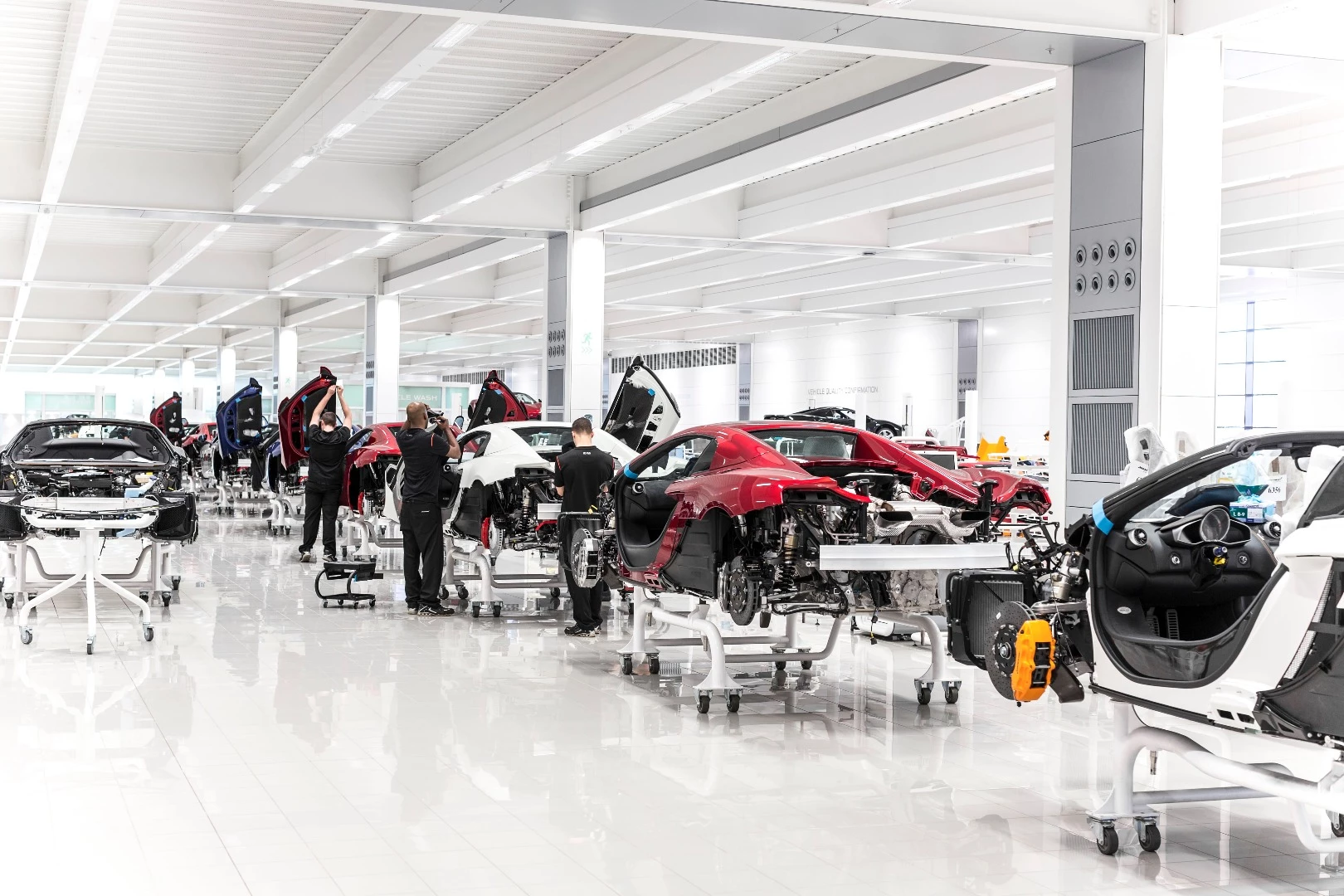 McLarens on the floor of the production center