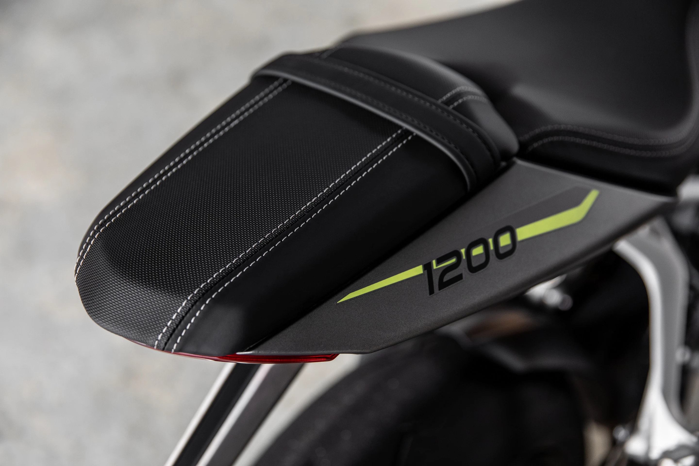 The passenger seat of the 2021 Triumph Speed Triple 1200 RS doesn't look very hospitable for long rides