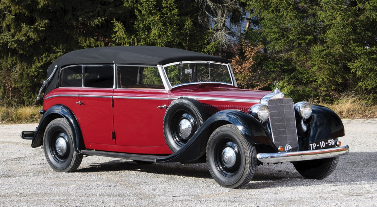 A rare seven-passenger Cabriolet F model, this 1942 Mercedes-Benz 320 has the desirable later chassis and the largest 3.4 liter engine available. It sold for $197,737 (€161,000)