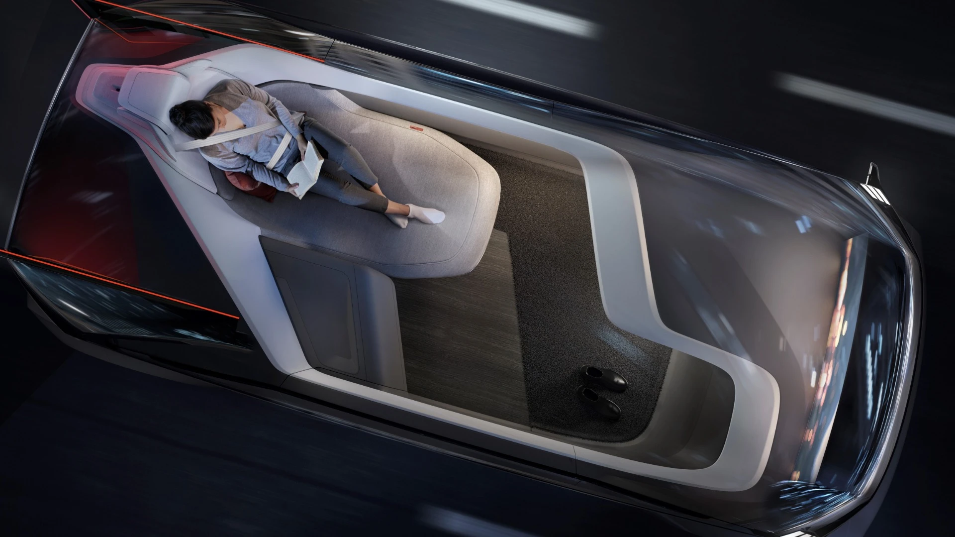 A single-person lounge keeps things simple but roomy