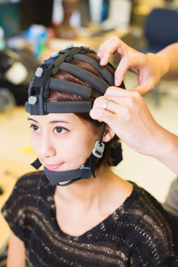 The headset features 64 channels for EEG monitoring