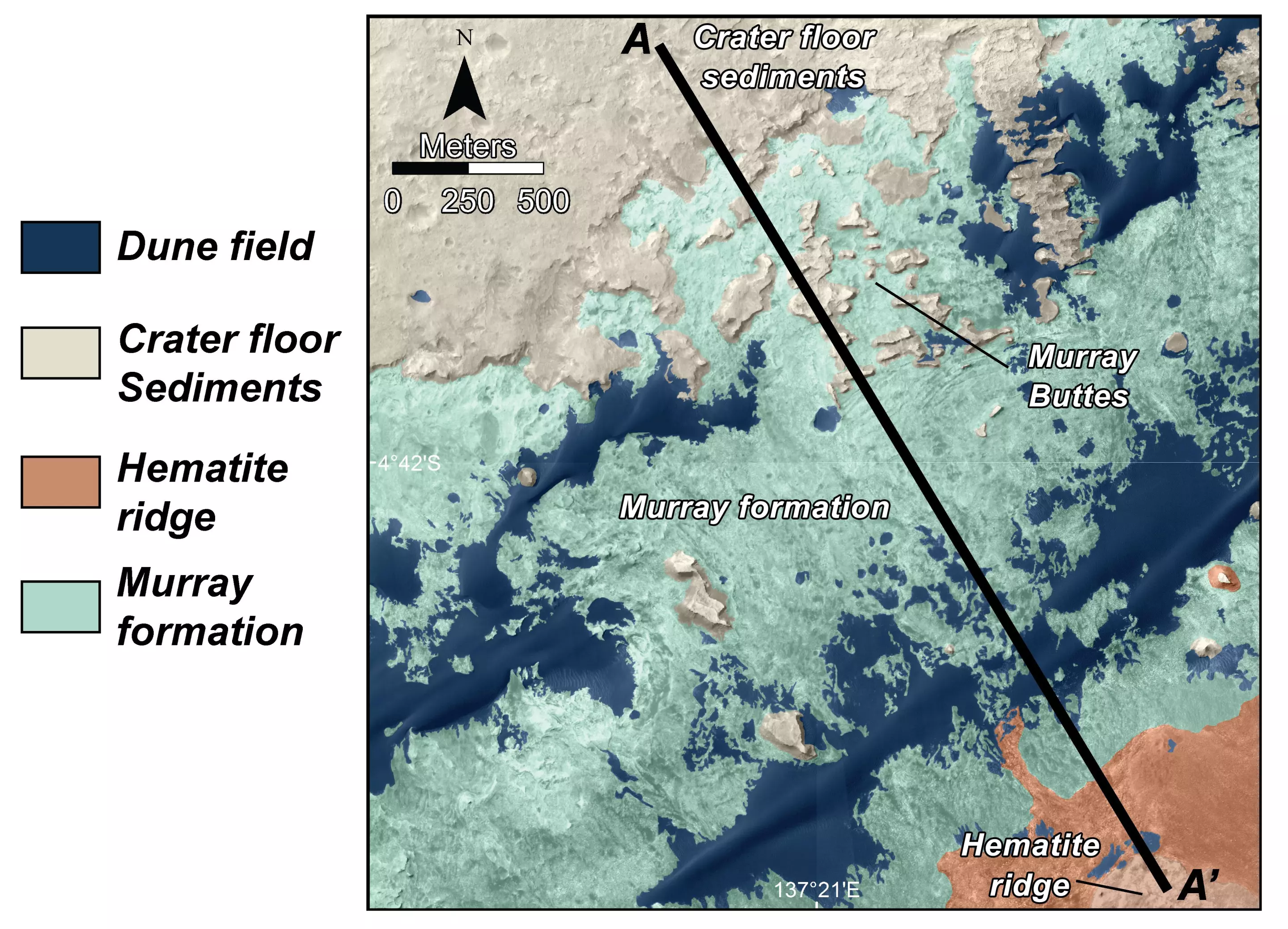 Map of lower Mount Sharp (Image: NASA/JPL-Caltech/Univ. of Arizona)