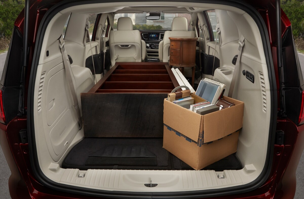 Stow'n'Go seats allow the back of the Pacifica to be used as a van in fancy dress