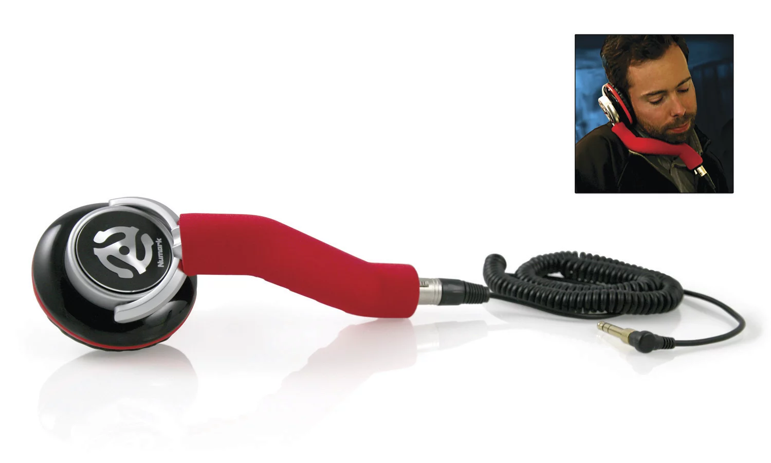 Numark's Redphone is a professional DJ stick that has one headphone with a 50mm driver mounted on a cushioned, ergonomic handle