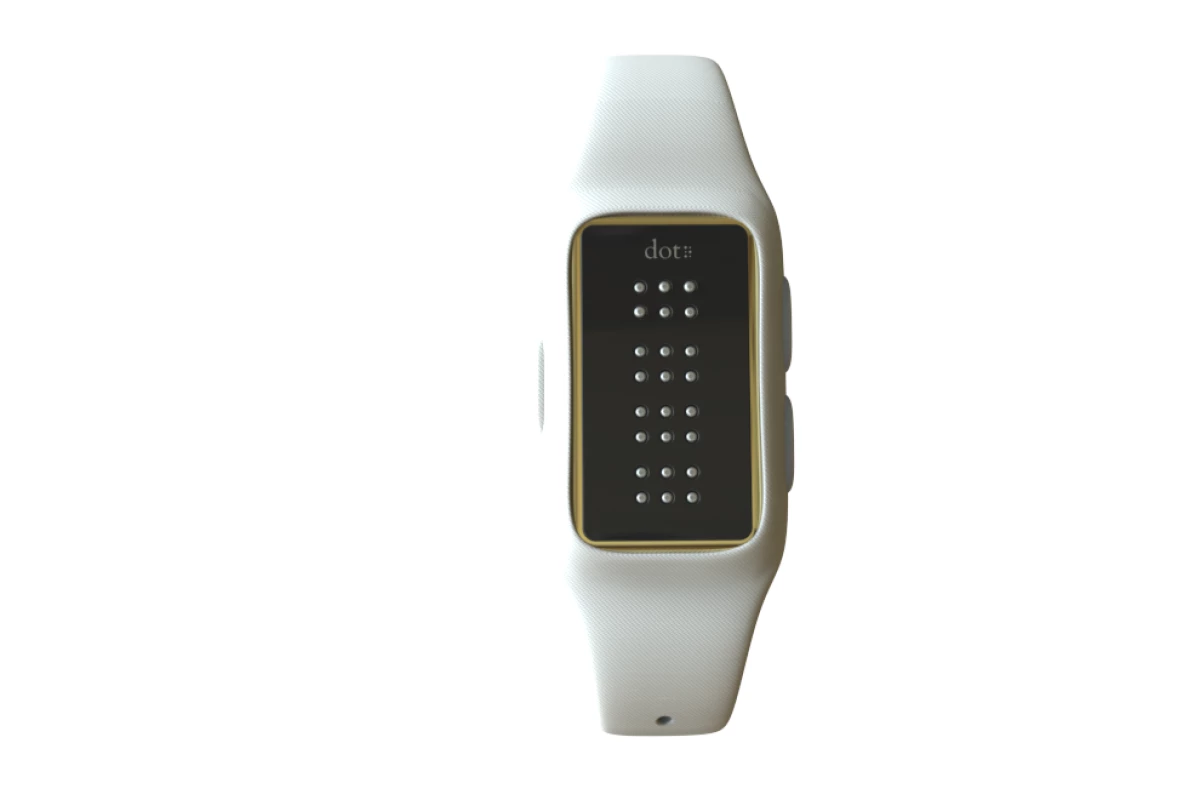 Dot is a Braille smartwatch that lets visually impaired users read information in real-time with a refreshable Braille display