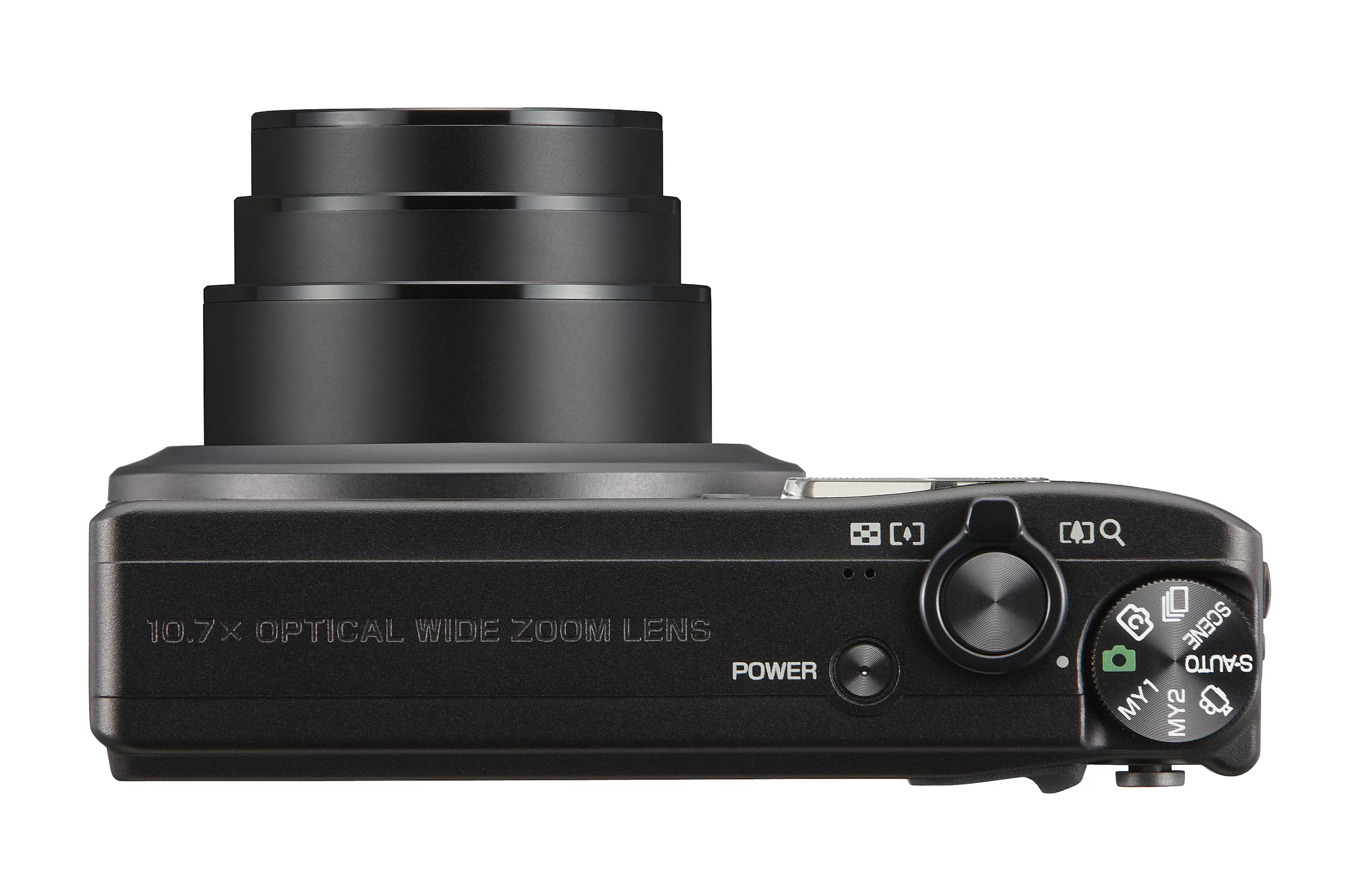 A black CX4 from the top, lens open