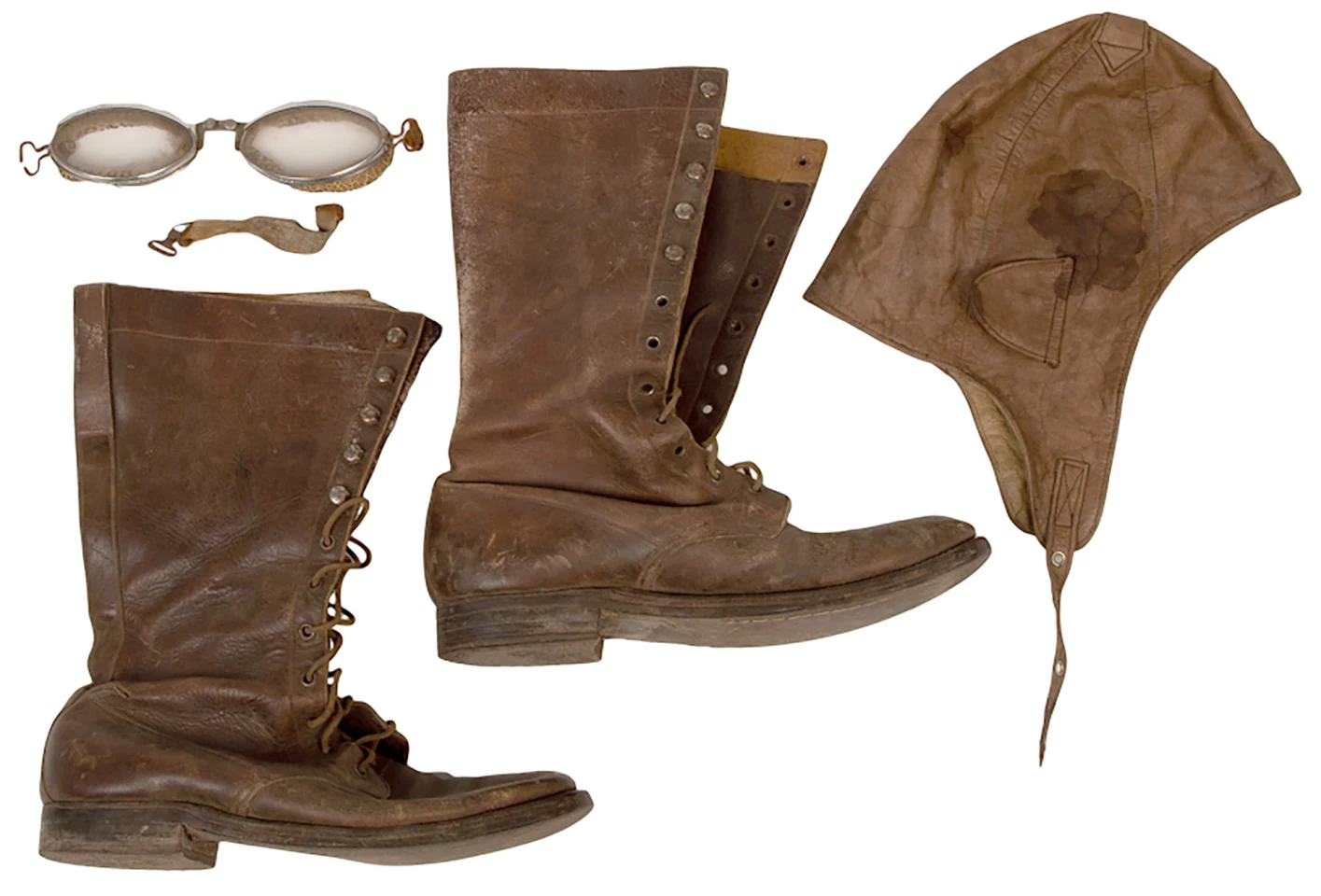 Not much to look at but pure gold. Read the fine print in the auction catalogue and you'll find a verifiable chain of custody of Fangio's helmet, boots and goggles from his 1950 campaign and his winning 1951 Formula 1 season through to Eva Peron, the First Lady of Argentina from 1946-52. Juan and Eva Peron were among the personal backers who helped a late-30s Argentinian get the opportunity to display his talents on the world stage.