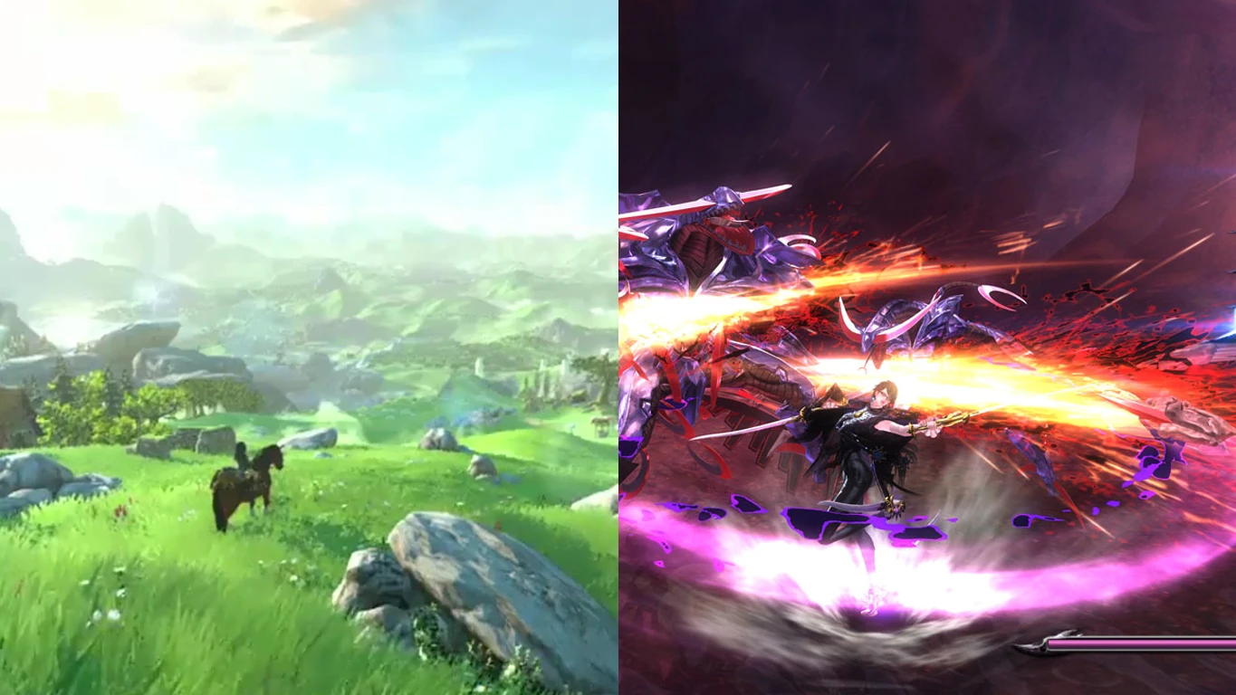 The unnamed Wii U Zelda title (left) and Bayonetta 2 (right)