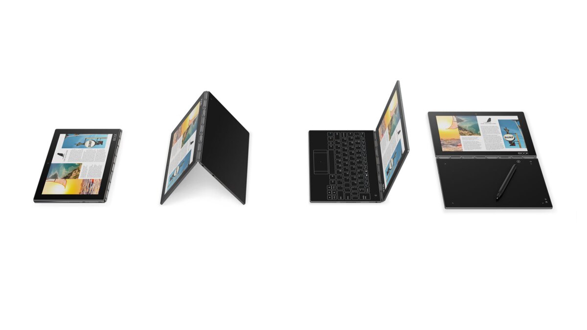 Demonstration of the Yoga Book's flexibility