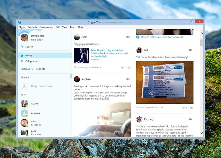 Facebook works very well with Skype