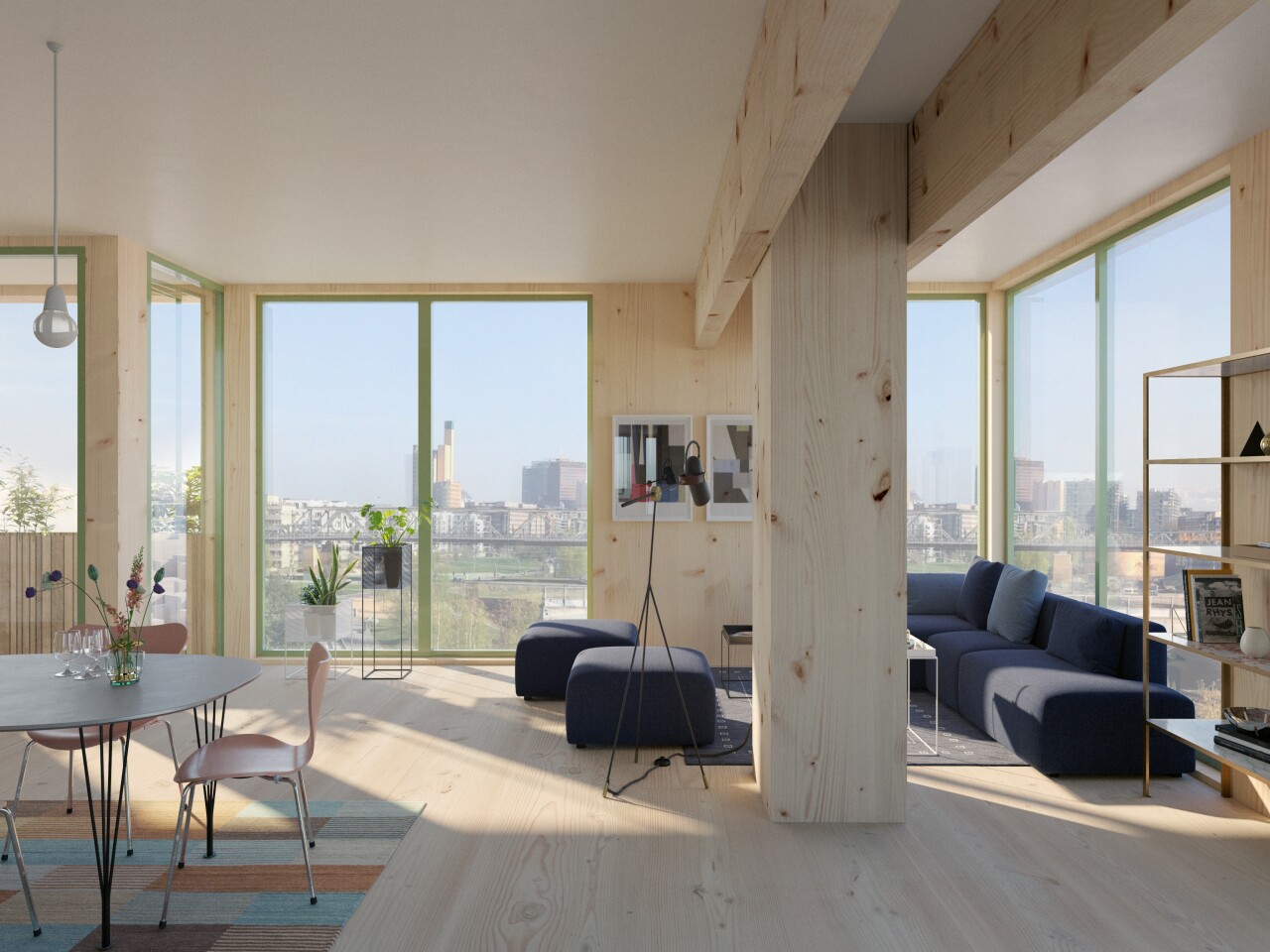 WoHo's interior decor highlights the natural beauty of the wood and also looks like it will be light-filled thanks to generous glazing