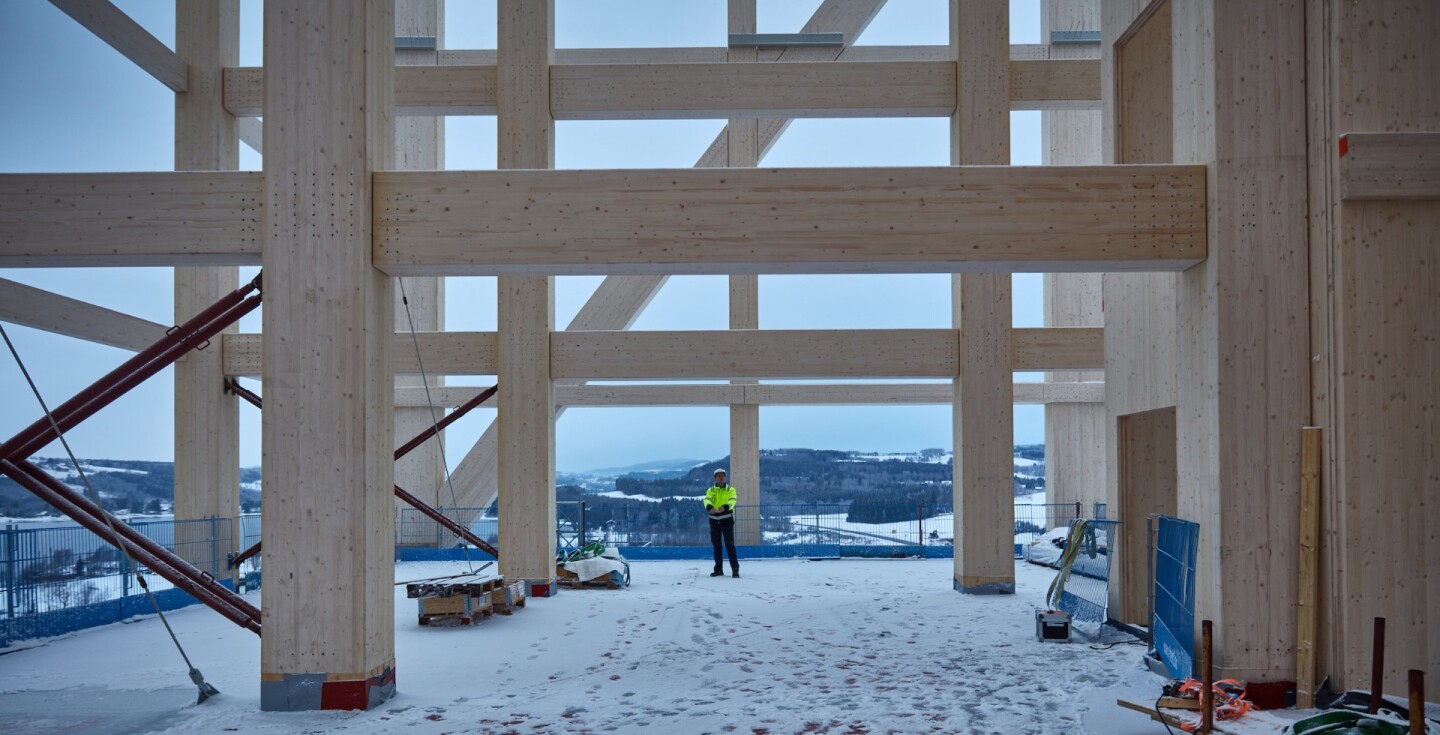 Mjøstårnet will rise to a height of 81 m (265 ft) once complete, probably making it the new world's tallest wooden building