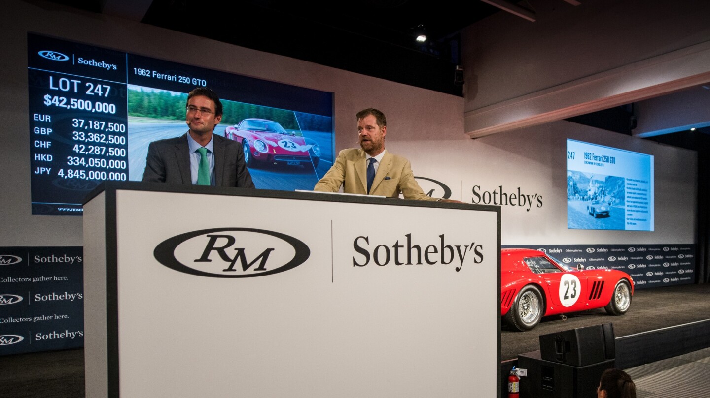 2018 Monterey Car Week Auction Report | High tech billionaire Dr. Greg Whitten paid $7.0 million 18 years ago for Ferrari 250 GTO #3413GT; Sold for $48,405,000 (world record for a car at auction) | Official estimate: from $45,000,000 to $60,000,000 | Auction: RM-Sothebys | Lot 247 | Official Description