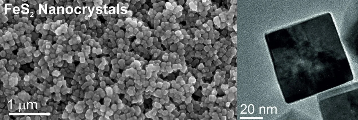 Electronmicroscope image of Pyrite nanocrystals