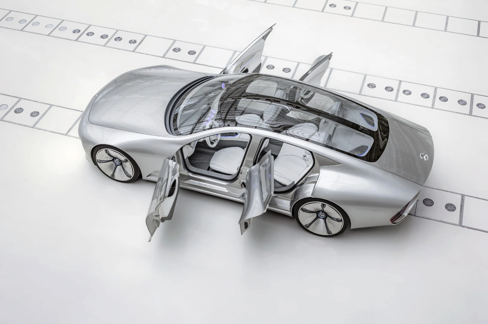 The car's cabin is full of the usual concept car ideas