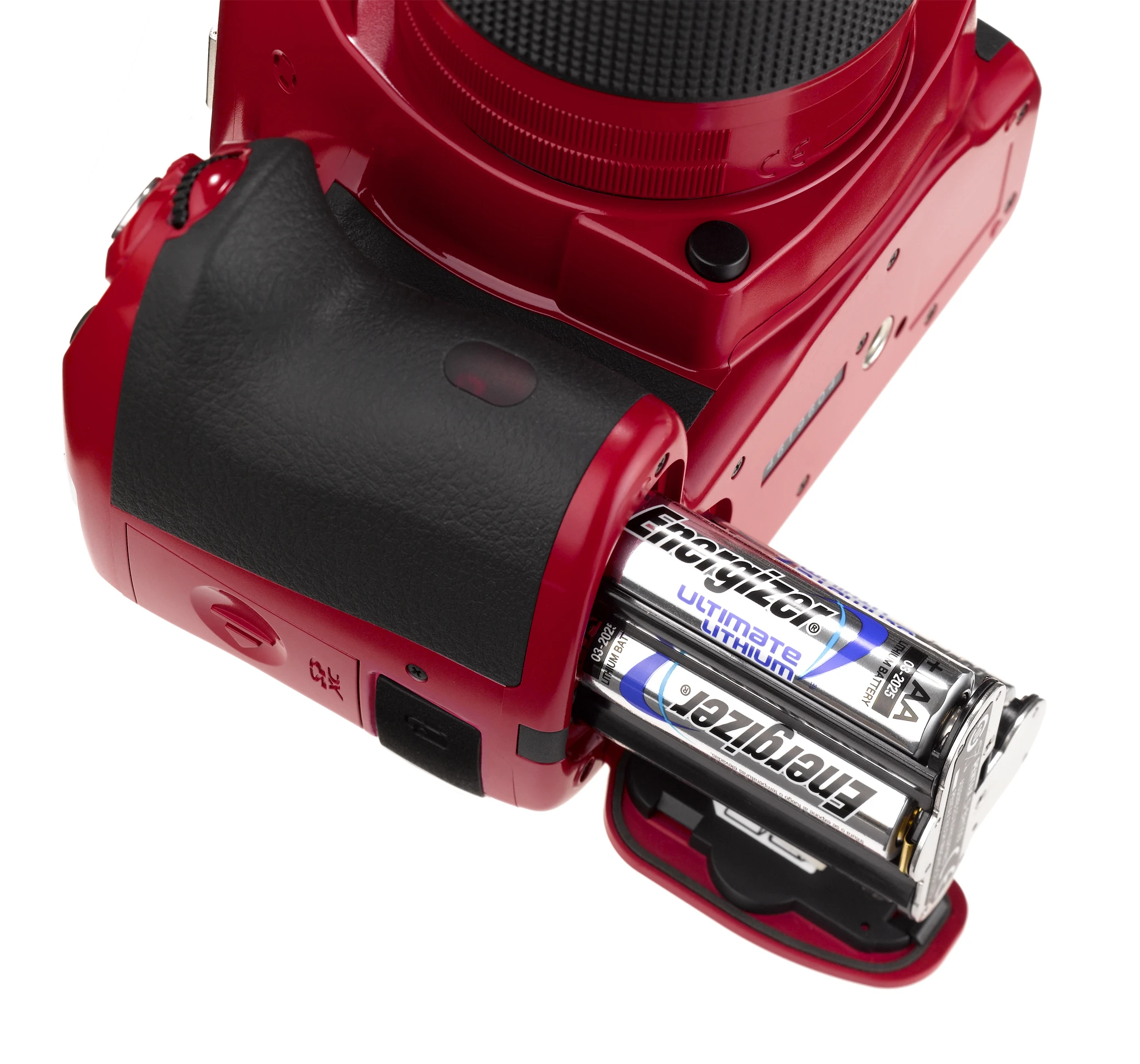 The K-50 can be powered by a Li-ion battery pack for about 480 images per charge, or four AA-sized batteries