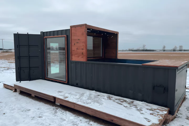 The SaunaPlunge Container is a shipping container-based sauna and plunge pool that can be delivered to your backyard for $49,500