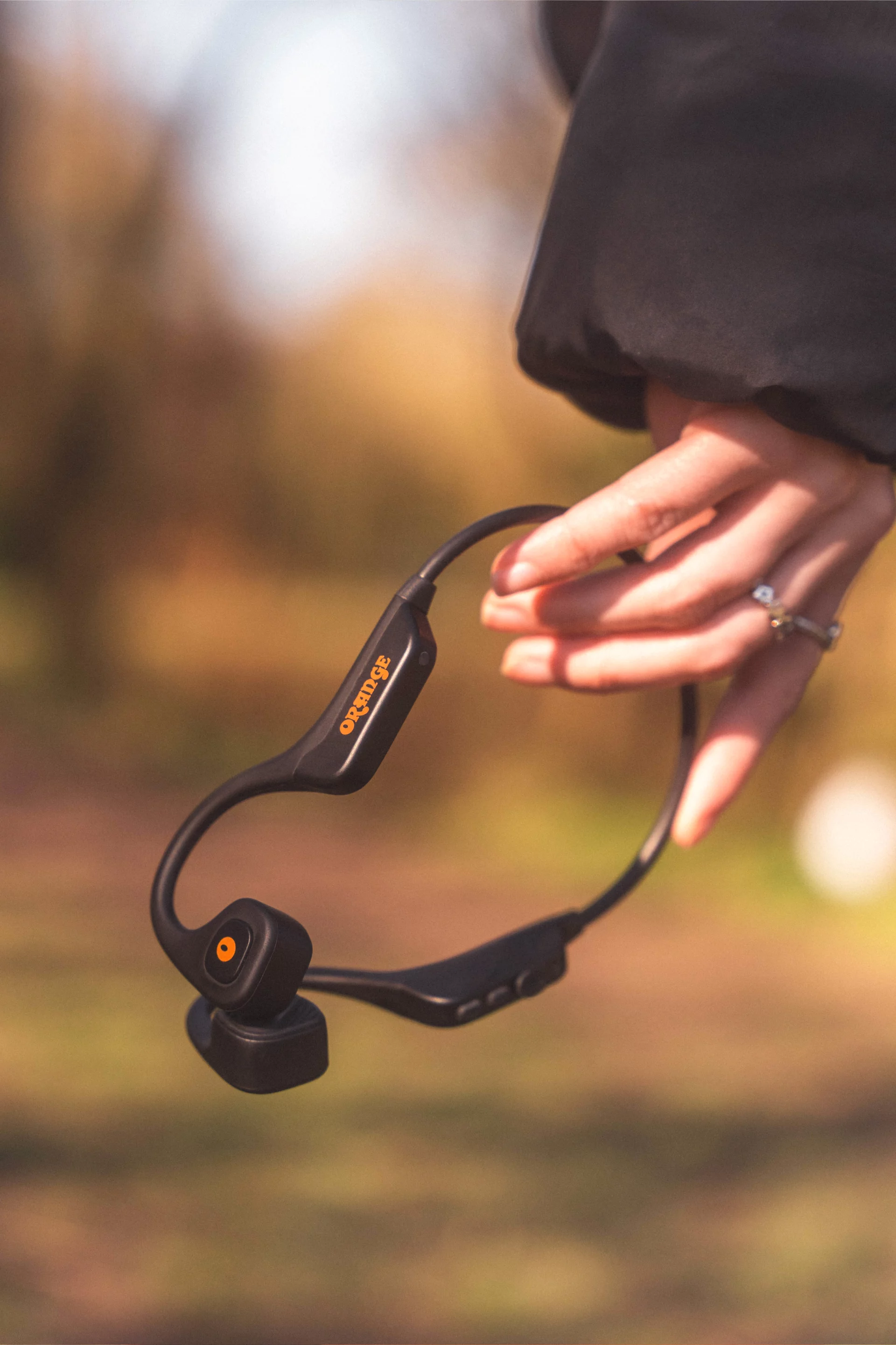 The O Bones wireless headphones sport a wraparound design for a secure fit, and tip the scales at just 32 g