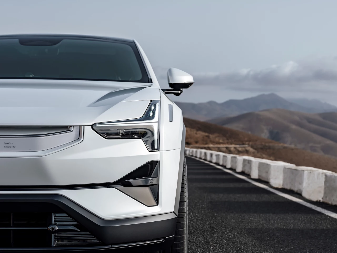 Polestar compacts the four-lamp design of its Precept and O2 concepts into a more neatly integrated blade lamp design
